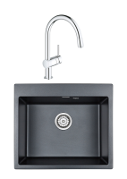 Комплект Мойка Paulmark Kante 60 PM106052-BLM черный металлик + Смеситель Grohe Minta 3291800E хром