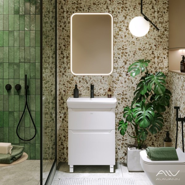 Мебель для ванной комнаты Alavann Lana 60 напольная, раковина Dreja Q 60, белая