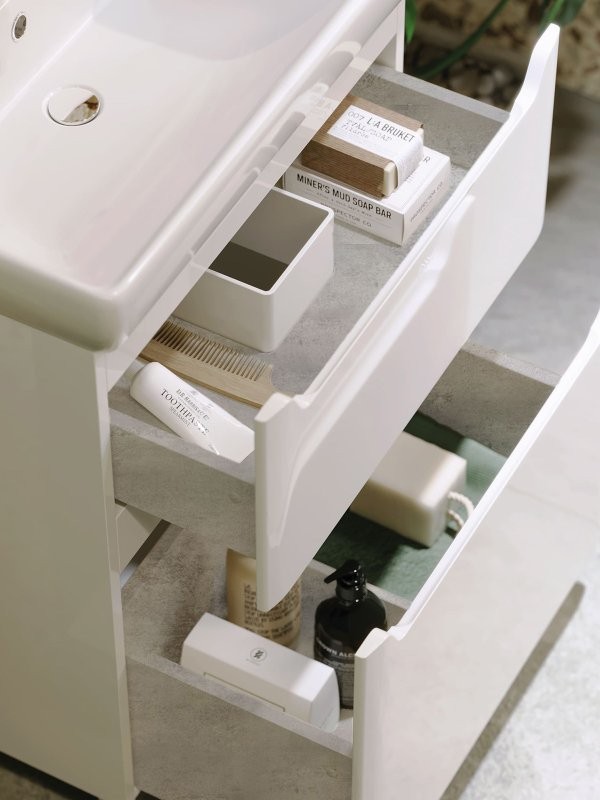 Мебель для ванной комнаты Alavann Lana 60 напольная, раковина Dreja Q 60, белая