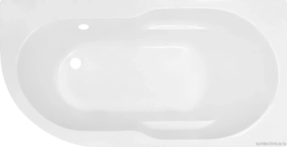 Акриловая ванна Royal Bath Azur RB 614202 R 160x80 см, угловая, правая, пристенная, белая, асимметричная, с каркасом