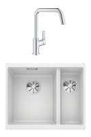 Комплект Мойка Blanco Subline 340/160-U белая, левая + Смеситель Grohe Eurosmart