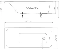 Акриловая ванна Triton Ультра 170x70 см, встраиваемая, белая, на ножках