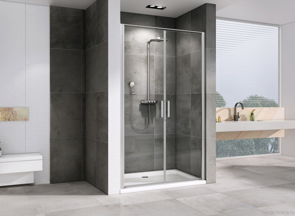Душевая дверь в нишу Abber Sonnenstrand AG04100C 100 см, профиль хром, стекло прозрачное