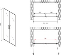 Душевая дверь в нишу Abber Sonnenstrand AG04100C 100 см, профиль хром, стекло прозрачное