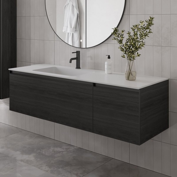 Тумба под раковину без столешницы Armadi Art Quatro 2 140 oak anthracite, профиль anthracite