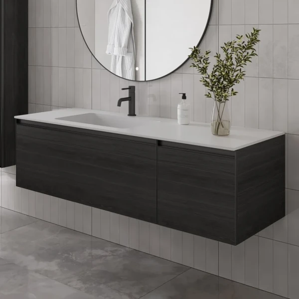 Тумба под раковину без столешницы Armadi Art Quatro 2 140 oak anthracite, профиль anthracite