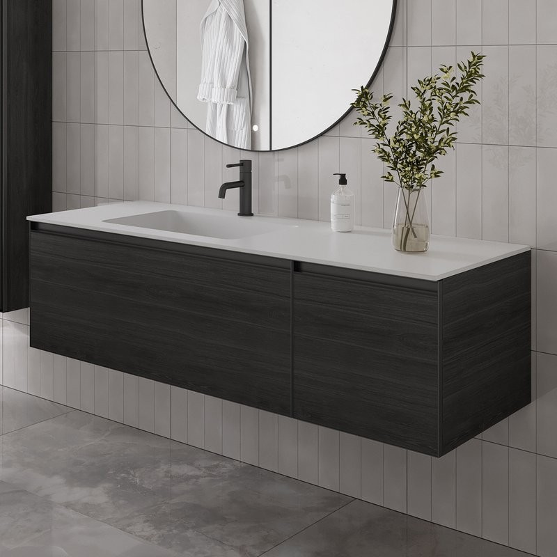 Тумба под раковину без столешницы Armadi Art Quatro 2 140 oak anthracite, профиль anthracite