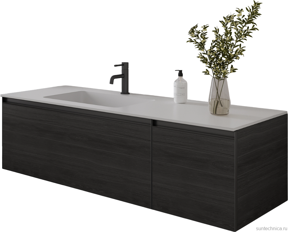 Тумба под раковину без столешницы Armadi Art Quatro 2 140 oak anthracite, профиль anthracite