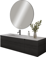 Тумба под раковину без столешницы Armadi Art Quatro 2 140 oak anthracite, профиль anthracite