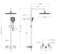 Душевая стойка Ramonsoler Blautherm 945412RP300NM черная, с термостатом