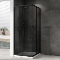 Душевой уголок Abber Schwarzer Diamant AG02090BDTH 90x90, профиль черный, стекло тонированное серое
