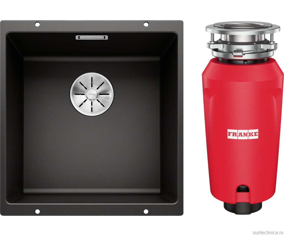 Комплект Мойка Blanco Subline 400-U черная + Измельчитель Franke