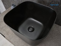 Накладная раковина GID Creativo N9301bg 38 черный графит, квадратная, фаянс