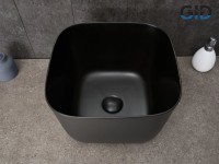 Накладная раковина GID Creativo N9301bg 38 черный графит, квадратная, фаянс