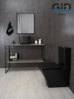 Накладная раковина GID Creativo N9301bg 38 черный графит, квадратная, фаянс