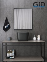 Накладная раковина GID Creativo N9301bg 38 черный графит, квадратная, фаянс