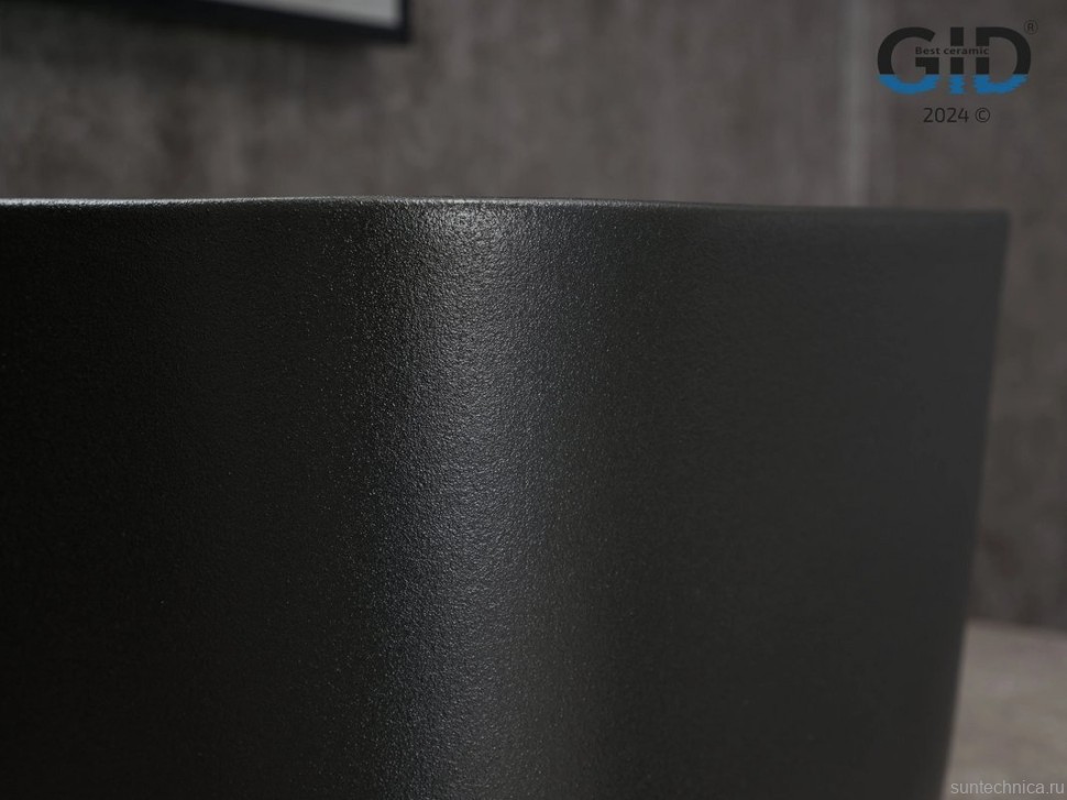 Накладная раковина GID Creativo N9301bg 38 черный графит, квадратная, фаянс