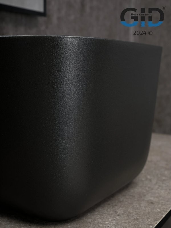 Накладная раковина GID Creativo N9301bg 38 черный графит, квадратная, фаянс