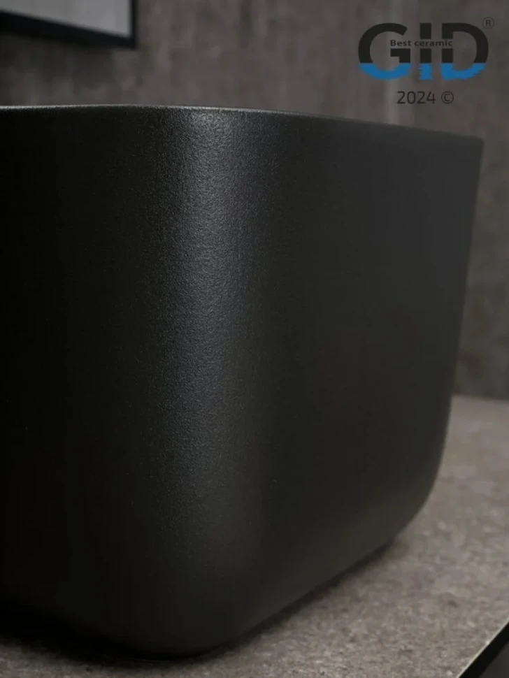 Накладная раковина GID Creativo N9301bg 38 черный графит, квадратная, фаянс