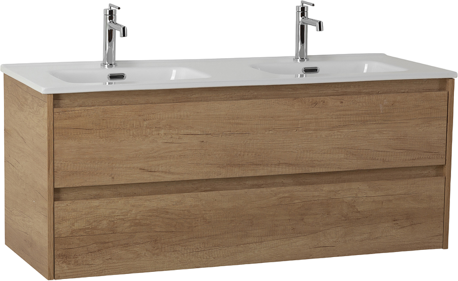 Тумба с раковиной BelBagno Kraft 120 2 ящика, для двоих, rovere nebrasca nature