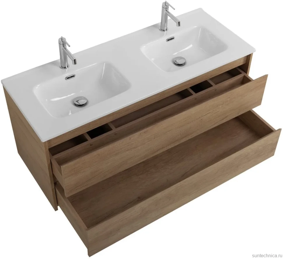 Тумба с раковиной BelBagno Kraft 120 2 ящика, для двоих, rovere nebrasca nature