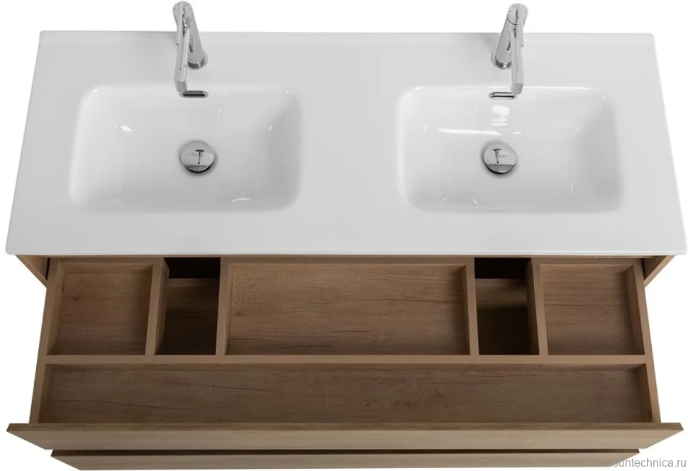 Тумба с раковиной BelBagno Kraft 120 2 ящика, для двоих, rovere nebrasca nature