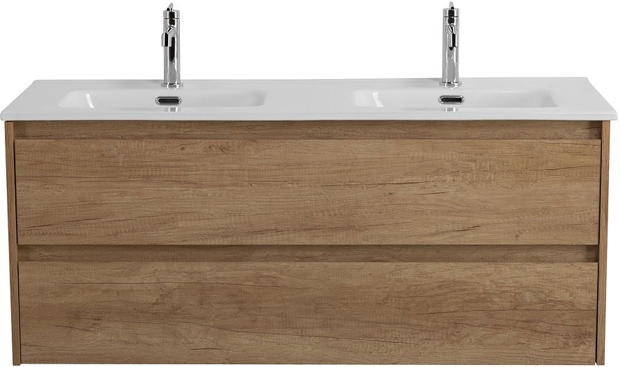 Тумба с раковиной BelBagno Kraft 120 2 ящика, для двоих, rovere nebrasca nature