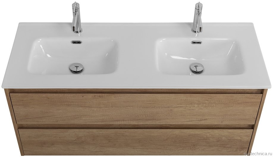Тумба с раковиной BelBagno Kraft 120 2 ящика, для двоих, rovere nebrasca nature