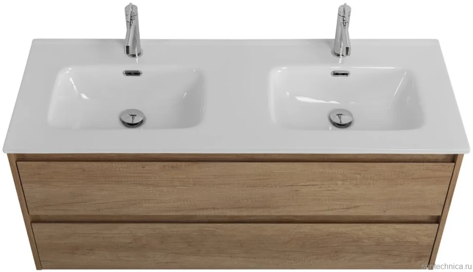 Тумба с раковиной BelBagno Kraft 120 2 ящика, для двоих, rovere nebrasca nature