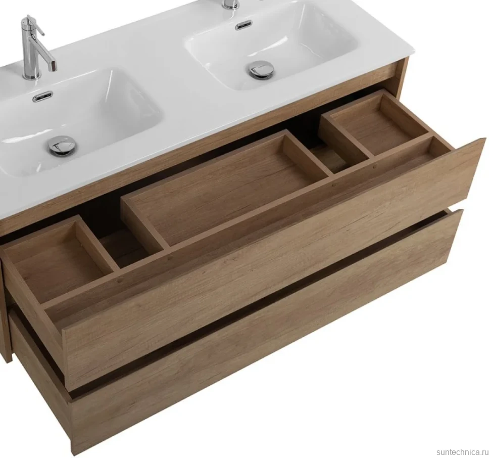 Тумба с раковиной BelBagno Kraft 120 2 ящика, для двоих, rovere nebrasca nature