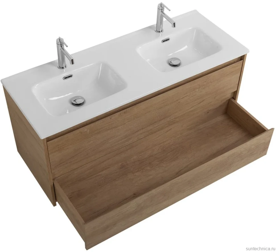 Тумба с раковиной BelBagno Kraft 120 2 ящика, для двоих, rovere nebrasca nature