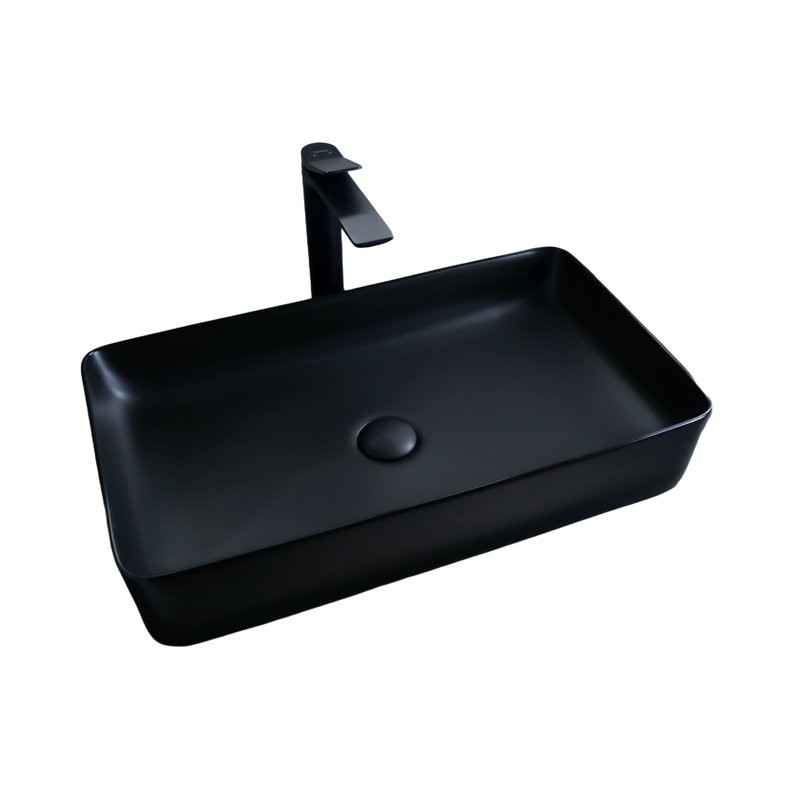 Накладная раковина GID Geometrico Bm9396 60 матовая черная, прямоугольная, фаянс