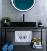 Накладная раковина GID Geometrico Bm9396 60 матовая черная, прямоугольная, фаянс