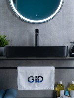 Накладная раковина GID Geometrico Bm9396 60 матовая черная, прямоугольная, фаянс