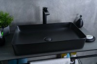 Накладная раковина GID Geometrico Bm9396 60 матовая черная, прямоугольная, фаянс