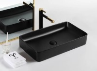 Накладная раковина GID Geometrico Bm9396 60 матовая черная, прямоугольная, фаянс