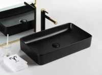 Накладная раковина GID Geometrico Bm9396 60 матовая черная, прямоугольная, фаянс
