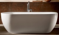 Акриловая ванна Abber AB9241 170x80 см, отдельностоящая, белая, овальная, с каркасом, со сливом-переливом
