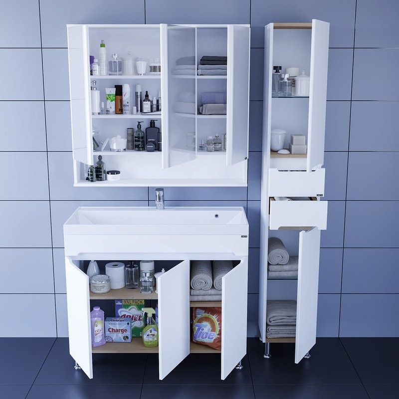 Тумба с раковиной СаНта Лондон 100 напольная, 3 двери