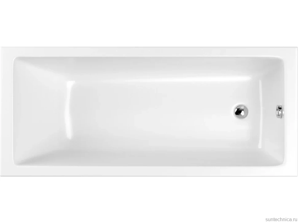 Акриловая ванна WHITECROSS Wave 180x80 см, пристенная, белый глянец, на ножках