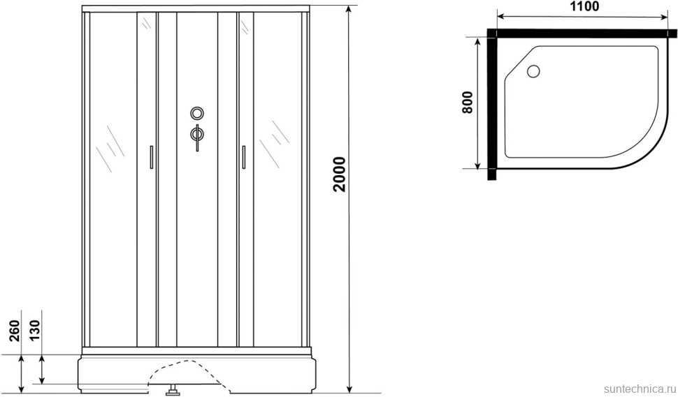 Душевая кабина Niagara Classic NG-33184-14LBK 110х80 см, без крыши