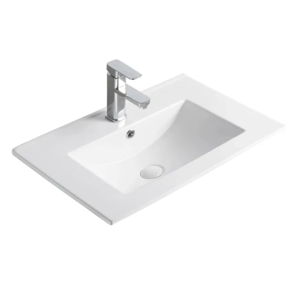 Мебельная раковина GID Integrado NYJ803-50 51 накладная, глянцевая белая, прямоугольная, фаянс