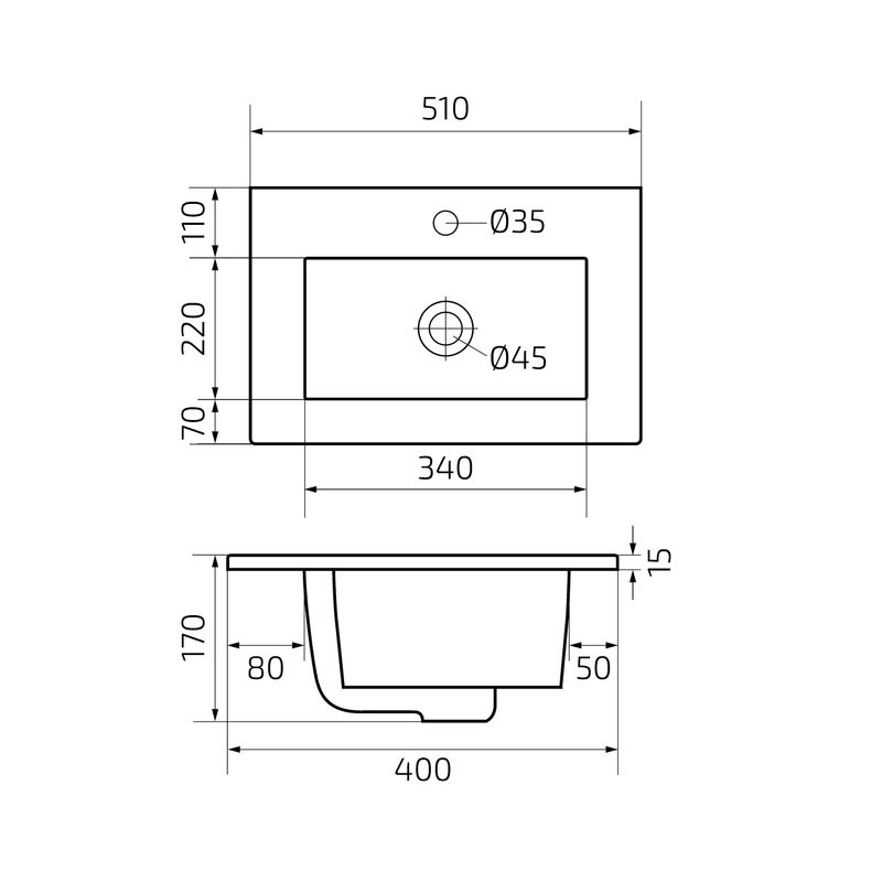 Мебельная раковина GID Integrado NYJ803-50 51 накладная, глянцевая белая, прямоугольная, фаянс