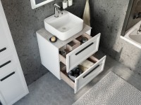 Мебель для ванной комнаты STWORKI Эстерсунд 60 белая матовая, простоун беж