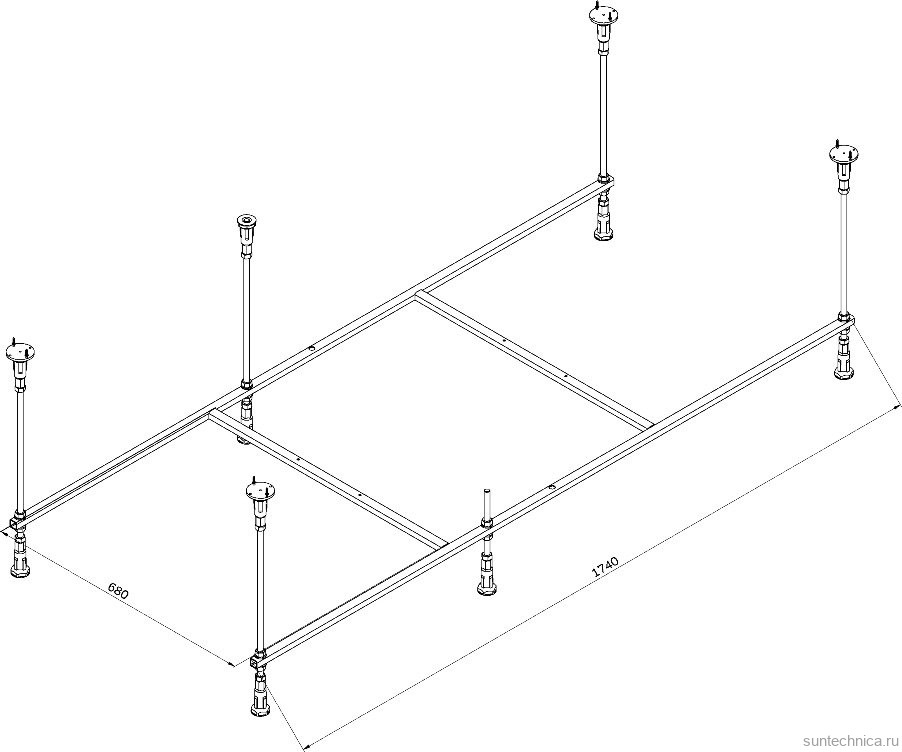 Акриловая ванна AM.PM Func 180x80 см, пристенная, белая, с каркасом