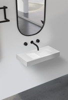 Раковина подвесная Abber Stein AS2641 100 матовая белая, прямоугольная, искусственный камень