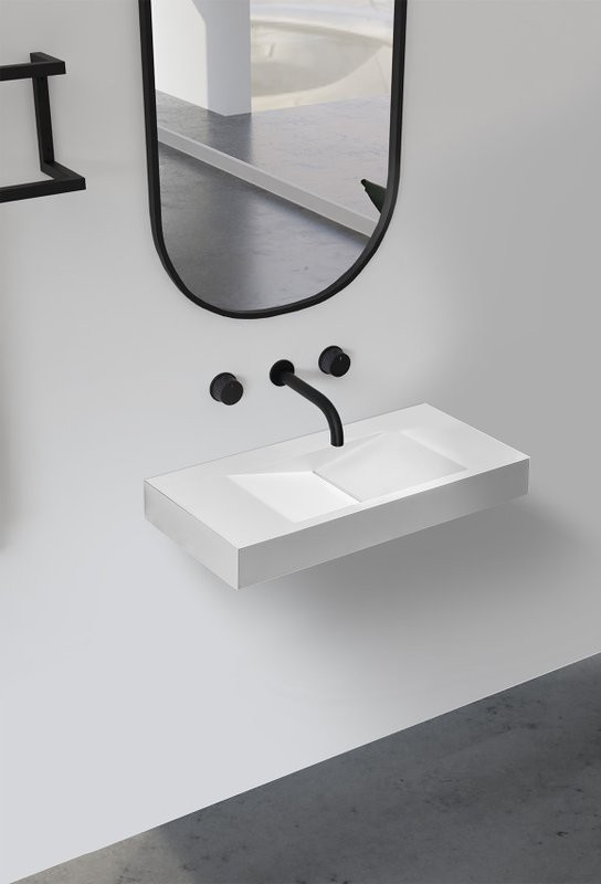 Раковина подвесная Abber Stein AS2641 100 матовая белая, прямоугольная, искусственный камень