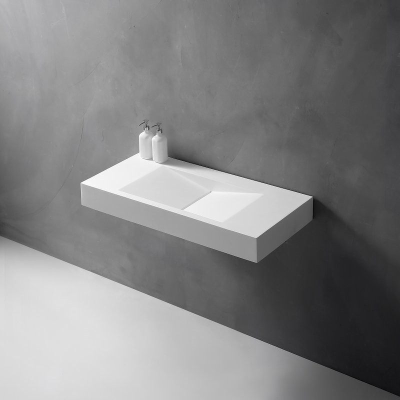 Раковина подвесная Abber Stein AS2641 100 матовая белая, прямоугольная, искусственный камень