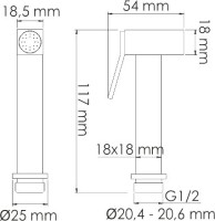 Гигиенический душ Wasserkraft Weida A3151.271.057.136 со смесителем, С ВНУТРЕННЕЙ ЧАСТЬЮ, хром