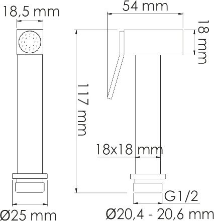 Гигиенический душ Wasserkraft Weida A3151.271.057.136 со смесителем, С ВНУТРЕННЕЙ ЧАСТЬЮ, хром